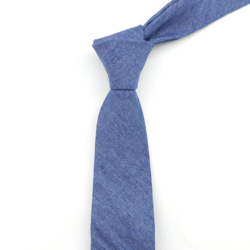 Pamučne traper kravate Muška crno-plava jednobojna kravata, uska kravata širine 6 cm, tanka uska kravata, debela poslovna kravata