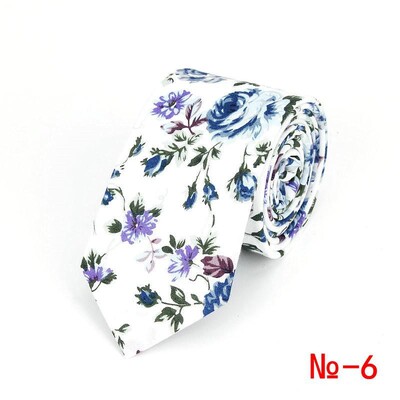 Jauna ziedu kaklasaite vīriešiem Sieviešu šaura kokvilnas kaklasaite kāzām 6 cm vīriešu kaklasaites klasiski uzvalki ar ziedu apdruku kaklasaites Cravat