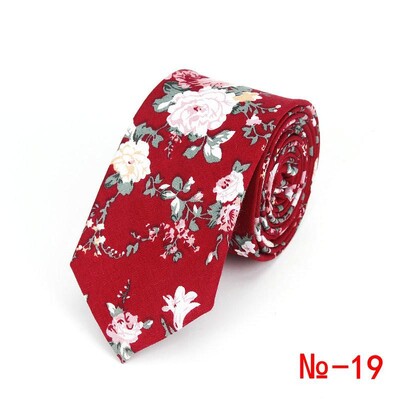Jauna ziedu kaklasaite vīriešiem Sieviešu šaura kokvilnas kaklasaite kāzām 6 cm vīriešu kaklasaites klasiski uzvalki ar ziedu apdruku kaklasaites Cravat