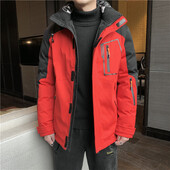 Ziemas vīriešu bieza, silta ar kokvilnas polsterētu jaka Ikdienas jaka ar kapuci, kokvilnas polsterēta jaka Loose Trend slēpošanas jaka