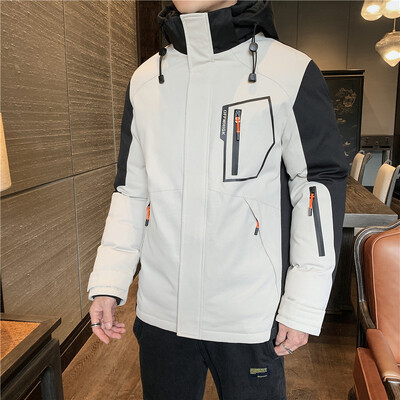 Ziemas vīriešu bieza, silta ar kokvilnas polsterētu jaka Ikdienas jaka ar kapuci, kokvilnas polsterēta jaka Loose Trend slēpošanas jaka