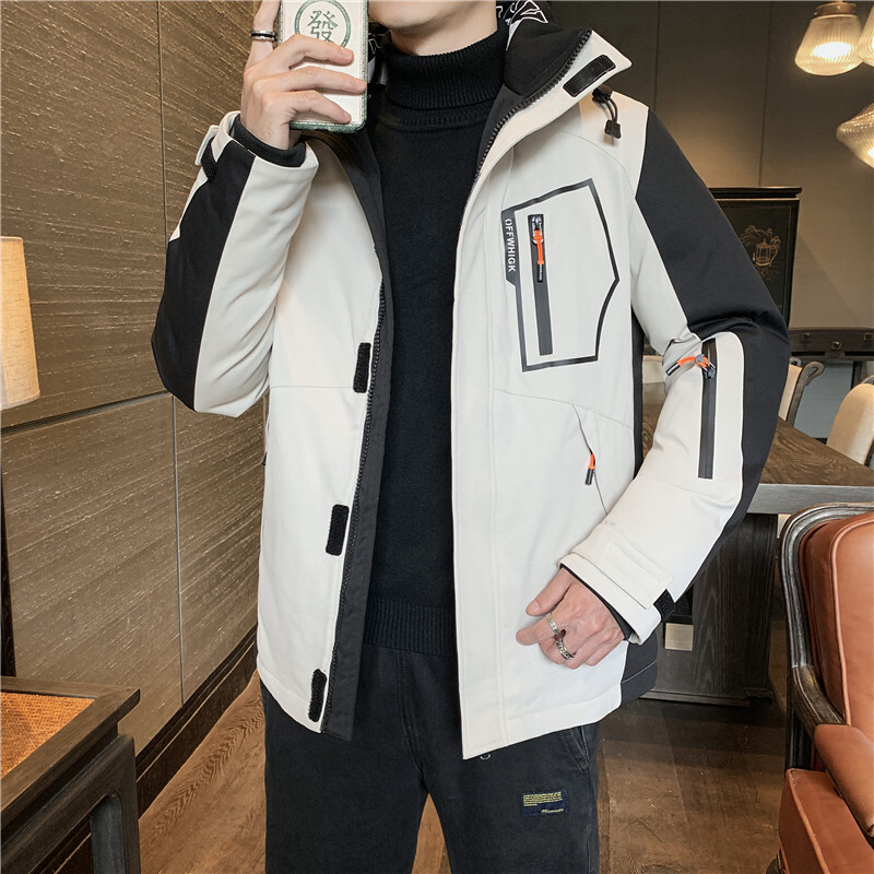 Ziemas vīriešu bieza, silta ar kokvilnas polsterētu jaka Ikdienas jaka ar kapuci, kokvilnas polsterēta jaka Loose Trend slēpošanas jaka