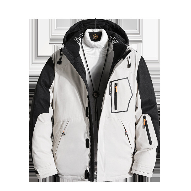 Ziemas vīriešu bieza, silta ar kokvilnas polsterētu jaka Ikdienas jaka ar kapuci, kokvilnas polsterēta jaka Loose Trend slēpošanas jaka