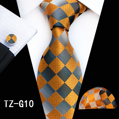 Ricnais 8cm svilena muška kravata Crni crveni karirani prugasti rupčić Dugmad za manžete Kravata Odijelo Poslovna vjenčana džepna kravata