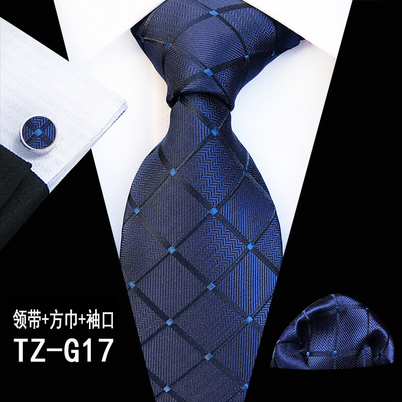 Ricnais 8cm svilena muška kravata Crni crveni karirani prugasti rupčić Dugmad za manžete Kravata Odijelo Poslovna vjenčana džepna kravata