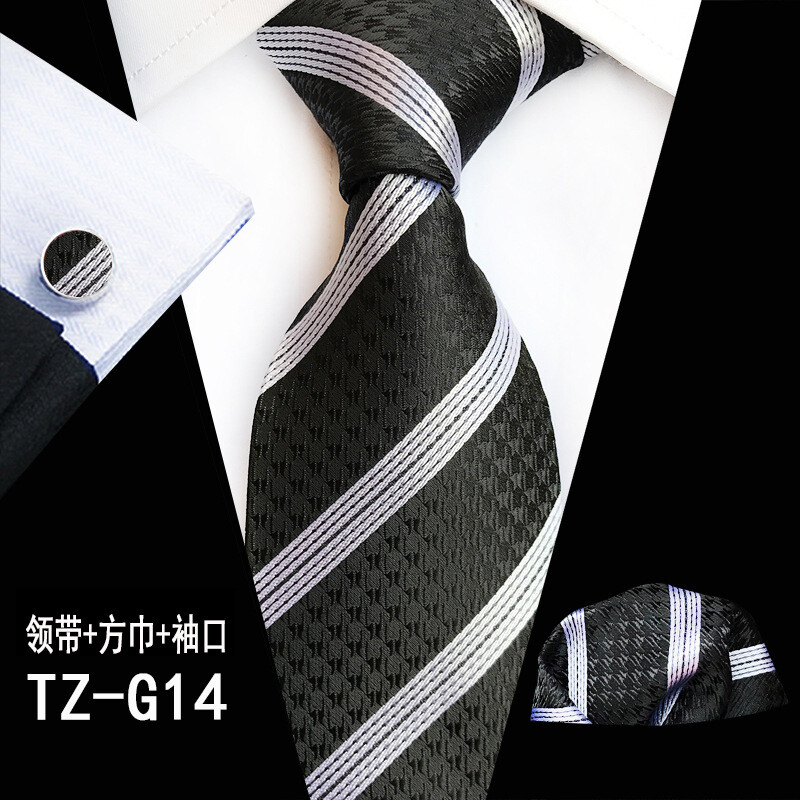 Ricnais 8cm svilena muška kravata Crni crveni karirani prugasti rupčić Dugmad za manžete Kravata Odijelo Poslovna vjenčana džepna kravata