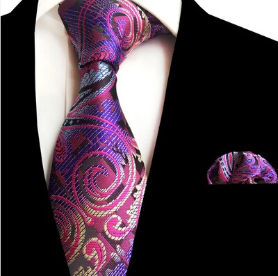 Ricnais jauns puķains vīriešu kaklasaites kabatlakatiņu komplekts žakarda auduma zīda kaklasaite 8 cm svītraina Paisley kaklasaite vīriešiem uzvalks biznesa kāzām