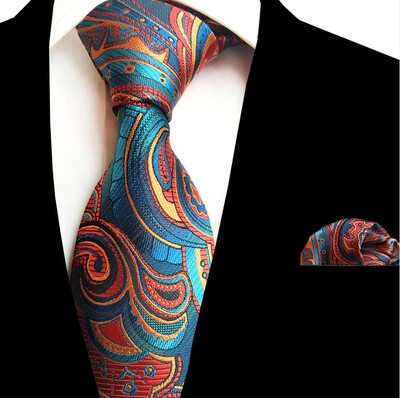 Ricnais jauns puķains vīriešu kaklasaites kabatlakatiņu komplekts žakarda auduma zīda kaklasaite 8 cm svītraina Paisley kaklasaite vīriešiem uzvalks biznesa kāzām