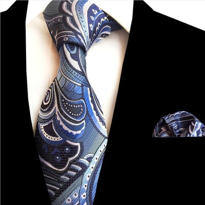 Ricnais jauns puķains vīriešu kaklasaites kabatlakatiņu komplekts žakarda auduma zīda kaklasaite 8 cm svītraina Paisley kaklasaite vīriešiem uzvalks biznesa kāzām