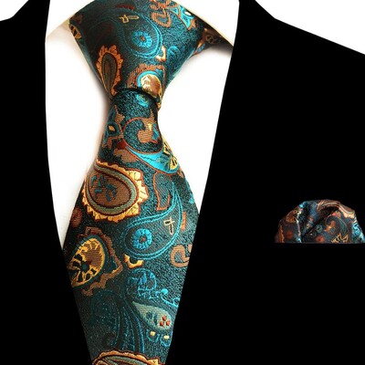 Ricnais jauns puķains vīriešu kaklasaites kabatlakatiņu komplekts žakarda auduma zīda kaklasaite 8 cm svītraina Paisley kaklasaite vīriešiem uzvalks biznesa kāzām
