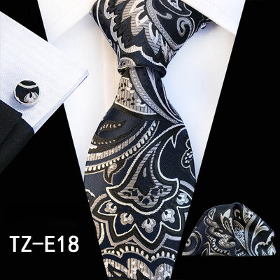 Ricnais Fashion 8cm muški set svilenih kravata Crveno zeleni cvjetni rupčić Dugmad za manžete Kravata Odijelo Poslovni vjenčani set kravata Poklon