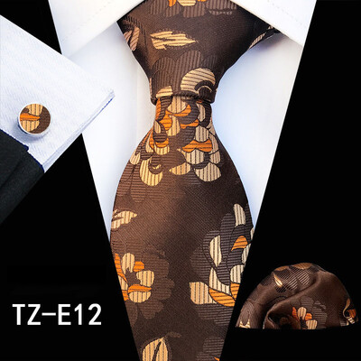 Ricnais Fashion 8cm muški set svilenih kravata Crveno zeleni cvjetni rupčić Dugmad za manžete Kravata Odijelo Poslovni vjenčani set kravata Poklon