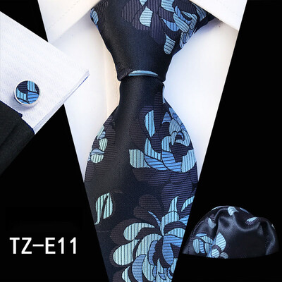 Ricnais Fashion 8cm muški set svilenih kravata Crveno zeleni cvjetni rupčić Dugmad za manžete Kravata Odijelo Poslovni vjenčani set kravata Poklon