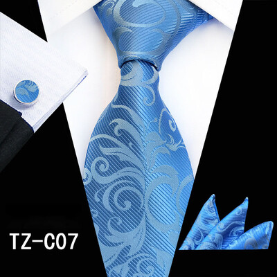 Ricnais Fashion 8cm muški set svilenih kravata Crveno zeleni cvjetni rupčić Dugmad za manžete Kravata Odijelo Poslovni vjenčani set kravata Poklon