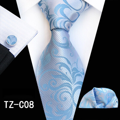 Ricnais Fashion 8cm muški set svilenih kravata Crveno zeleni cvjetni rupčić Dugmad za manžete Kravata Odijelo Poslovni vjenčani set kravata Poklon