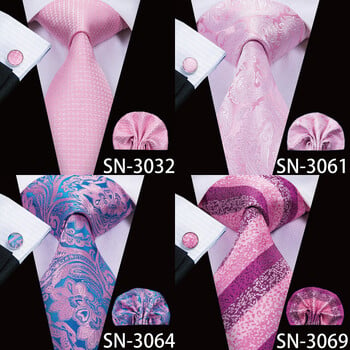 Hi-Te Silk Men Tie Ροδάκινο ροζ φλοράλ γαμήλια γραβάτα για άντρες Πολυτελής γραβάτα μαντήλι Μανικετόκουμπα Fashion Design Business