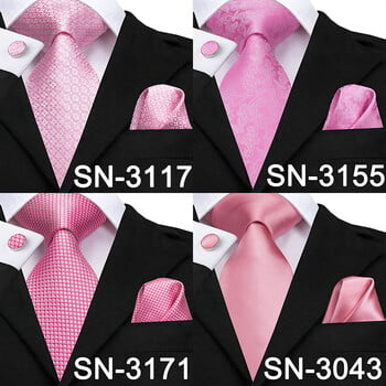 Hi-Te Silk Men Tie Ροδάκινο ροζ φλοράλ γαμήλια γραβάτα για άντρες Πολυτελής γραβάτα μαντήλι Μανικετόκουμπα Fashion Design Business