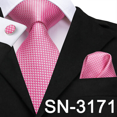 Hi-Tie Silk vīriešu kaklasaite persiku rozā ziedu kāzu kaklasaite vīriešiem Luksusa kaklasaite kabatlakats aproču poga Modes dizaina bizness