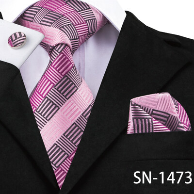 Hi-Tie Silk vīriešu kaklasaite persiku rozā ziedu kāzu kaklasaite vīriešiem Luksusa kaklasaite kabatlakats aproču poga Modes dizaina bizness