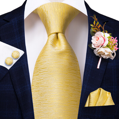 Hi-Tie Modes vīriešu kaklasaite Luksusa dzeltena ziedu zīda kāzu kaklasaite vīriešiem Hanky aproču pogas dāvanu kaklasaites komplekts biznesa ballītei Dropshipping