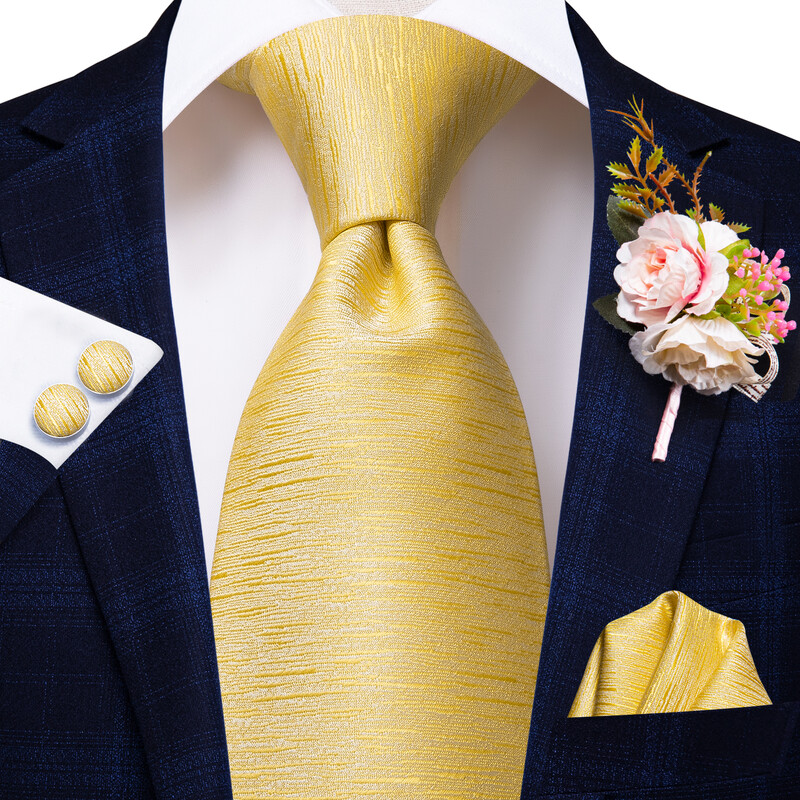 Hi-Tie Modes vīriešu kaklasaite Luksusa dzeltena ziedu zīda kāzu kaklasaite vīriešiem Hanky aproču pogas dāvanu kaklasaites komplekts biznesa ballītei Dropshipping