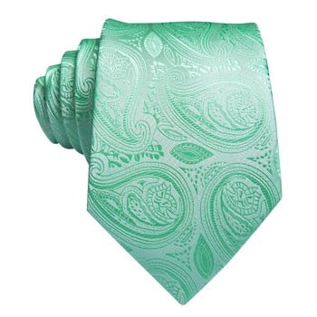 Mint Green Paisley 2023 Νέα κομψή ανδρική γραβάτα Hanky μανικετόκουμπα μεταξωτή γραβάτα για άνδρες Wedding party Business Fashion Επωνυμία Hi-Tie