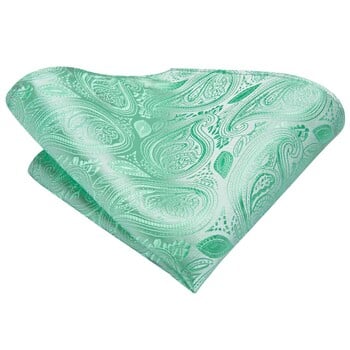 Mint Green Paisley 2023 Νέα κομψή ανδρική γραβάτα Hanky μανικετόκουμπα μεταξωτή γραβάτα για άνδρες Wedding party Business Fashion Επωνυμία Hi-Tie