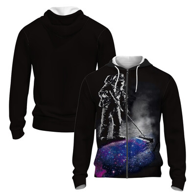 Stil japonez 3D imprimat toamna/iarna Hanorac cu fermoar pentru bărbați Retro Street Sports Hanorac cu fermoar Moda Super David Haine