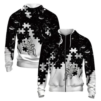 Stil japonez 3D imprimat toamna/iarna Hanorac cu fermoar pentru bărbați Retro Street Sports Hanorac cu fermoar Moda Super David Haine