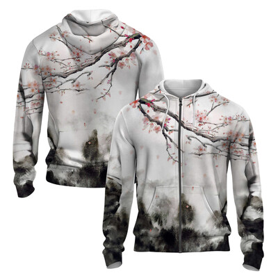 Stil japonez 3D imprimat toamna/iarna Hanorac cu fermoar pentru bărbați Retro Street Sports Hanorac cu fermoar Moda Super David Haine