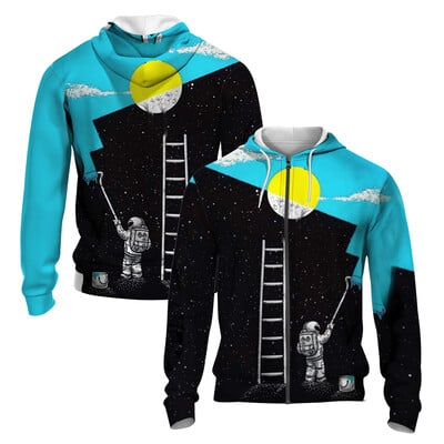 Stil japonez 3D imprimat toamna/iarna Hanorac cu fermoar pentru bărbați Retro Street Sports Hanorac cu fermoar Moda Super David Haine