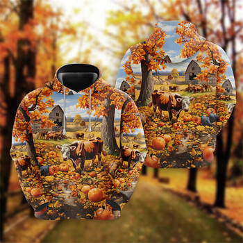 Cows Farm Graphic Sweatshirts Sheep Cow 3D Print Hoodie For Men Clothing Casual Happy Thanksgiving Women Pullovers Boy Gift Tops