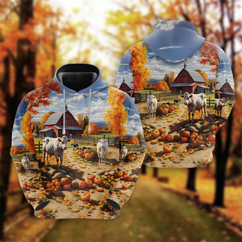 Cows Farm Graphic Sweatshirts Sheep Cow 3D Print Hoodie For Men Clothing Casual Happy Thanksgiving Women Pullovers Boy Gift Tops