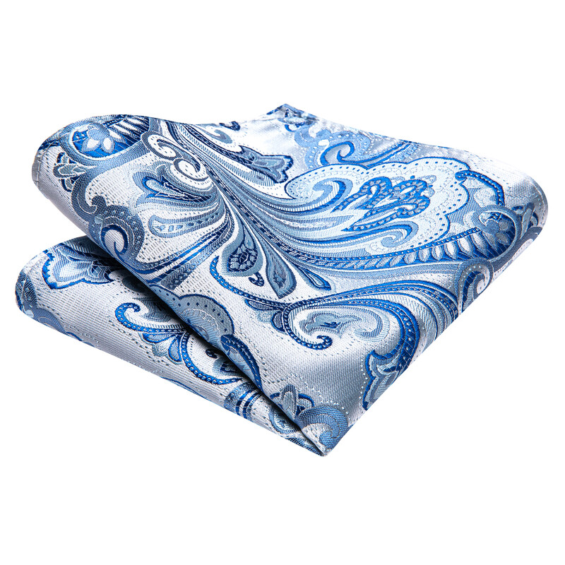 Hi-Tie Svjetloplava dizajnerska paisley elegantna kravata za muškarce Modni brend Kravata za svatove Handky Dugmad za manžete Veleprodaja