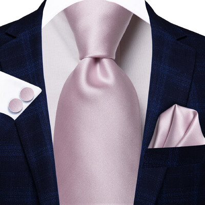 Hi-Tie lilleline roosa lilla sinine meeste elegantne kaelaside taskurätik mansetinööbid 3 tk komplekt mood klassikaline siidist luksuslik lips mehele