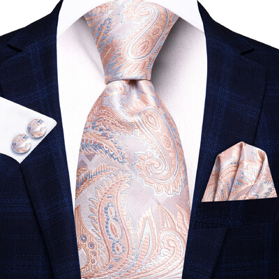 Hi-Tie lilleline roosa lilla sinine meeste elegantne kaelaside taskurätik mansetinööbid 3 tk komplekt mood klassikaline siidist luksuslik lips mehele