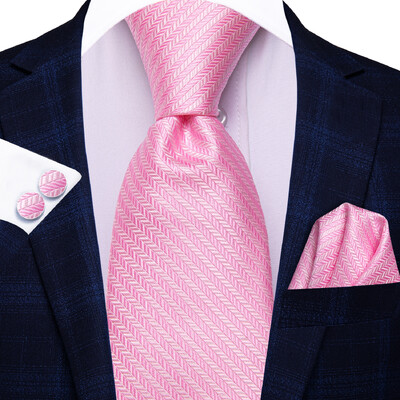 Hi-Tie lilleline roosa lilla sinine meeste elegantne kaelaside taskurätik mansetinööbid 3 tk komplekt mood klassikaline siidist luksuslik lips mehele
