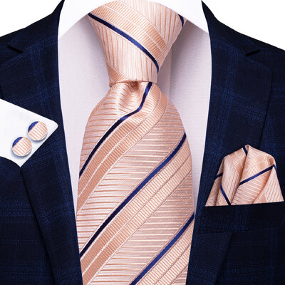 Hi-Tie lilleline roosa lilla sinine meeste elegantne kaelaside taskurätik mansetinööbid 3 tk komplekt mood klassikaline siidist luksuslik lips mehele