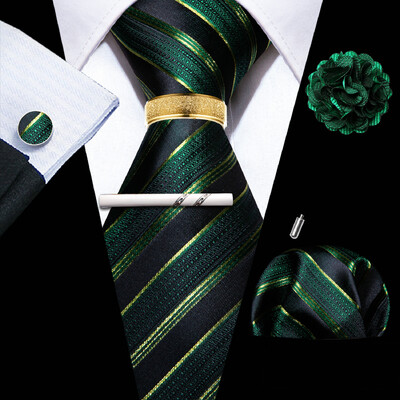 Barry.Wang Mătase pentru bărbați cravată cu butoni cu clemă pentru broșă set de inele roz liliac albastru roșu aur roșu cravată masculină nuntă evenimente de afaceri