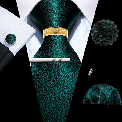 Barry.Wang Mătase pentru bărbați cravată cu butoni cu clemă pentru broșă set de inele roz liliac albastru roșu aur roșu cravată masculină nuntă evenimente de afaceri