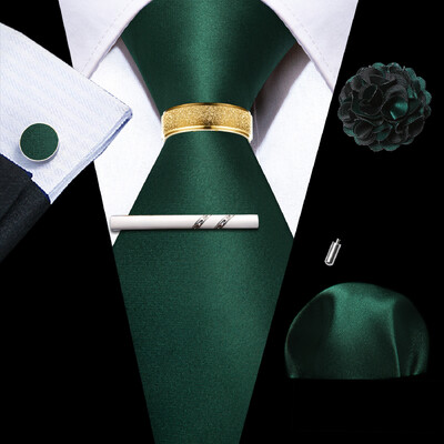 Barry.Wang Mătase pentru bărbați cravată cu butoni cu clemă pentru broșă set de inele roz liliac albastru roșu aur roșu cravată masculină nuntă evenimente de afaceri