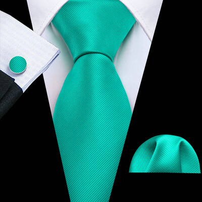 Barry.Wang hodvábna kravata Teal pre mužov, klasická jednofarebná, tkaná, do saka, manžetové gombíky, kravaty, sady, svadobné, párty, dizajnérske, biznis