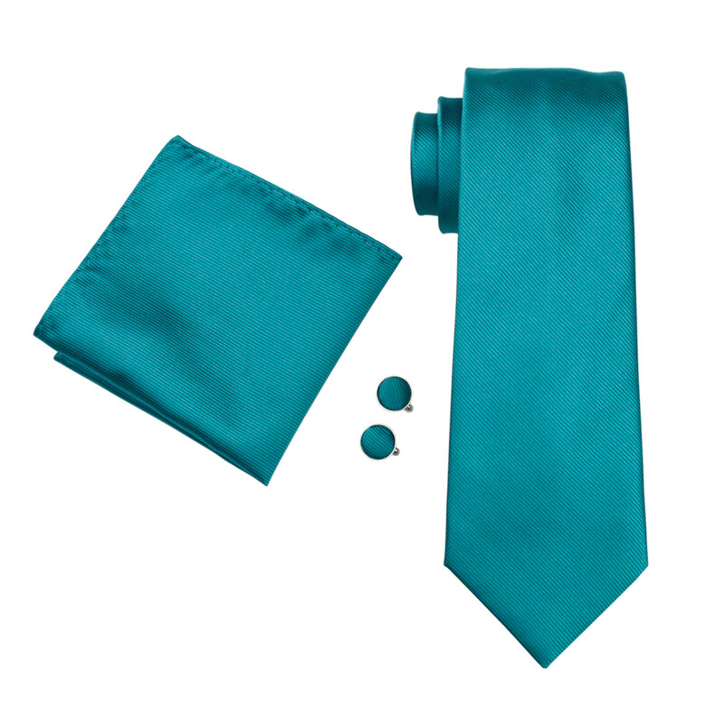 Barry.Wang hodvábna kravata Teal pre mužov, klasická jednofarebná, tkaná, do saka, manžetové gombíky, kravaty, sady, svadobné, párty, dizajnérske, biznis