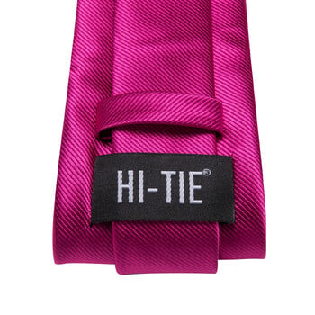 Hi-Te Solid Hot Pink Ανδρική Γραβάτα Μαντιλόκουλο μανικετόκουμπα για αξεσουάρ σμόκιν Κλασική μεταξωτή πολυτελής γραβάτα για άντρα Δώρο