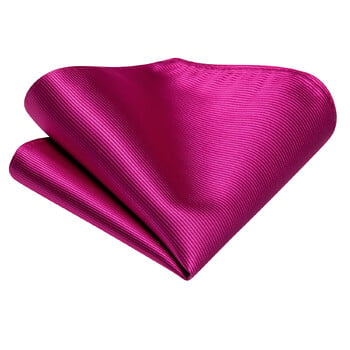 Hi-Te Solid Hot Pink Ανδρική Γραβάτα Μαντιλόκουλο μανικετόκουμπα για αξεσουάρ σμόκιν Κλασική μεταξωτή πολυτελής γραβάτα για άντρα Δώρο