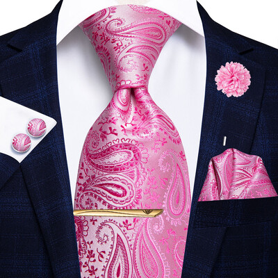 Hi-tie Κίτρινη Καφέ Γραβάτα Paisley Ανδρική Μεταξωτή Ανδρική Γραβάτα Κλιπ Δώρο για Άντρες Πολυτελής Γραβάτα Hanky Μανικετόκουμπα Σετ Επίσημος Γάμος