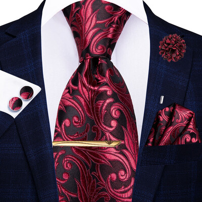 Hi-tie Κίτρινη Καφέ Γραβάτα Paisley Ανδρική Μεταξωτή Ανδρική Γραβάτα Κλιπ Δώρο για Άντρες Πολυτελής Γραβάτα Hanky Μανικετόκουμπα Σετ Επίσημος Γάμος