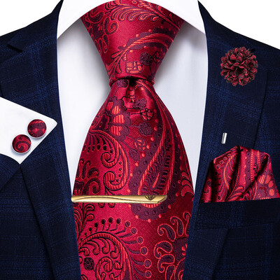 Hi-tie Κίτρινη Καφέ Γραβάτα Paisley Ανδρική Μεταξωτή Ανδρική Γραβάτα Κλιπ Δώρο για Άντρες Πολυτελής Γραβάτα Hanky Μανικετόκουμπα Σετ Επίσημος Γάμος