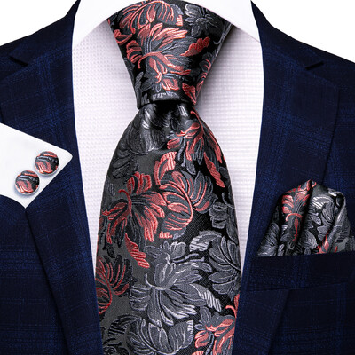 Hi-Tie vahtralehed lilla sinine meeste elegantsed lipsud mansetinööbid Moodne siidist lips meestele Pulmapidu Äri