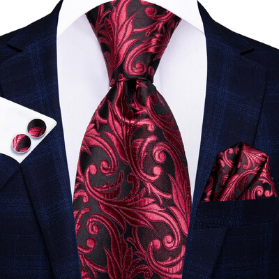 Hi-Tie vahtralehed lilla sinine meeste elegantsed lipsud mansetinööbid Moodne siidist lips meestele Pulmapidu Äri